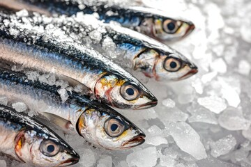 Obraz premium Ice Covered Sardines on a Bed of Ice