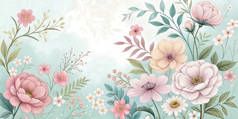 pattern with tulips background