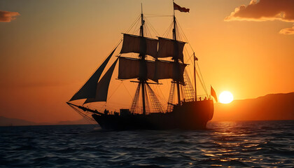 Fototapeta premium sailboat at sunset