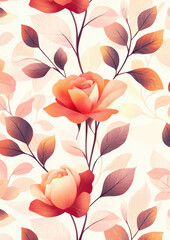 Elegant rose pattern with pastel tones and soft botanical details