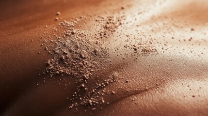 Fototapeta premium Luxurious chocolate powder beautifully scattered on smooth surface, showcasing rich texture and vibrant color, perfect for dessert inspiration.