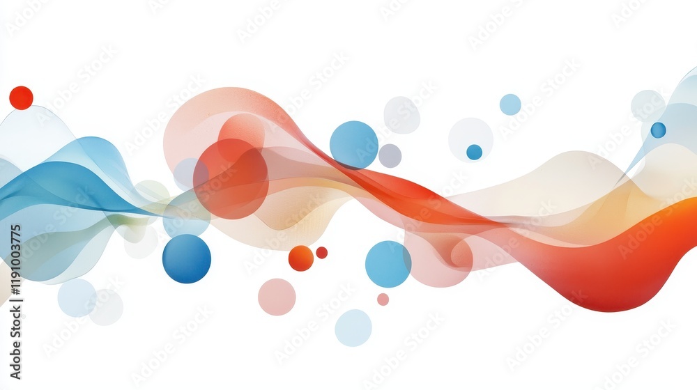 Poster colorful abstract waves with circles floating in a smooth gradient design for modern backgrounds or 