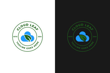 Circle cloud logo with leaf design template vector illustration idea