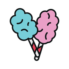 Cotton candy icon featuring a vibrant and whimsical style, ideal for adding a fun and nostalgic touch to party, festival, or confectionery-related designs