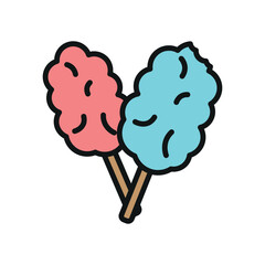 Cotton candy icon featuring a vibrant and whimsical style, ideal for adding a fun and nostalgic touch to party, festival, or confectionery-related designs