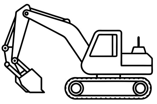 black and white excavator construction vehicle clip art preview