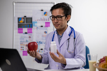 Young Asian Nutritionist, Health Doctor, Fruit, Weight Loss