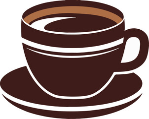 Flat 2D Black And White Silhouette Of Coffee Cup