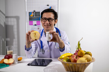 Young Asian Nutritionist, Health Doctor, Fruit, Weight Loss
