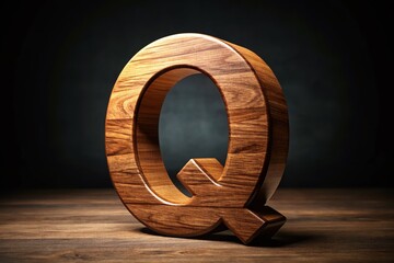 Rustic Wooden Letter Q, Isolated Alphabetical,  Handcrafted Alphabet, Low Light Photography, Clipping Path