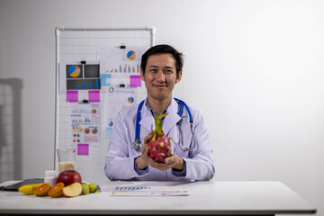 Young Asian Nutritionist, Health Doctor, Fruit, Weight Loss