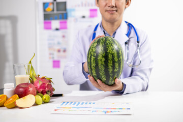 Young Asian Nutritionist, Health Doctor, Fruit, Weight Loss