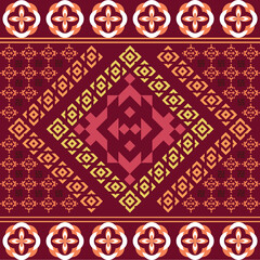 Features ethnic and tribal inspired patterns with bold striped and geometric designs. Vibrant colours, artistic motifs, and simplicity make these seamless patterns ideal for carpets.