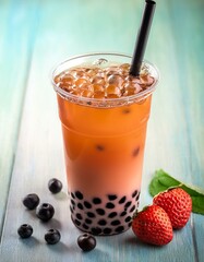 Generated image Bubble tea with berries