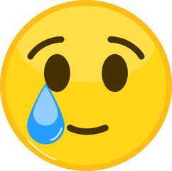 Sad Smilling face Emoji with Tear Illustration