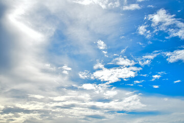 Obraz premium Beautiful and dramatic skyscape and cloudscape. Blue sky and clouds. Nature and background use.