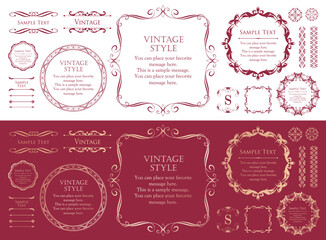 高級感のあるカードデザイン。アンティークな装飾デザイン。エレガントな縁の模様。