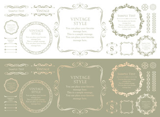 高級感のあるカードデザイン。アンティークな装飾デザイン。エレガントな縁の模様。