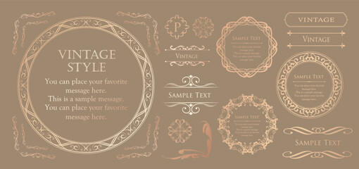 高級感のあるカードデザイン。アンティークな装飾デザイン。エレガントな縁の模様。