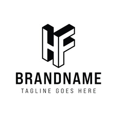 Letters HF 3D Monogram Logo,  represents professionalism and innovation for HF or FH initials