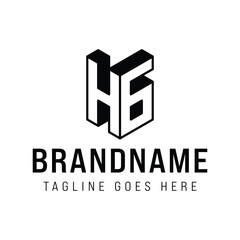 Letters HG 3D Monogram Logo,  represents professionalism and innovation for HG or GH initials