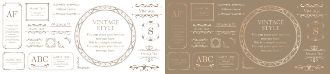 高級感のあるカードデザイン。アンティークな装飾デザイン。エレガントな縁の模様。