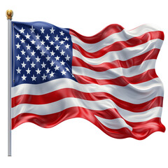 Obraz premium Waving American Flag Isolated on White Background