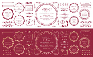 高級感のあるカードデザイン。アンティークな装飾デザイン。エレガントな縁の模様。