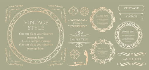 高級感のあるカードデザイン。アンティークな装飾デザイン。エレガントな縁の模様。