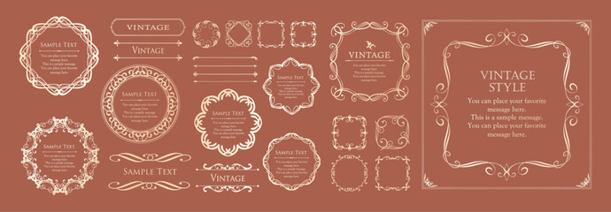 高級感のあるカードデザイン。アンティークな装飾デザイン。エレガントな縁の模様。