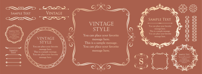 高級感のあるカードデザイン。アンティークな装飾デザイン。エレガントな縁の模様。