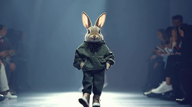 Fashion Show with Stylish Bunny on the Runway