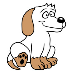 Dog Sitting Cute Little Happy Puppy Pet Cartoon Design Lover Art Vector Illustration Card T-Shirt Poster Sticker Graphic Print Decorative Drawing Isolated Logo Decoration Symbol Creative Cool Style
