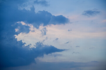 Beautiful and dramatic skyscape and cloudscape. Blue sky and clouds. Nature and background use.