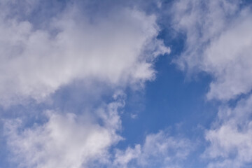 Beautiful and dramatic skyscape and cloudscape. Blue sky and clouds. Nature and background use.
