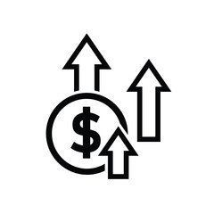 coin icon. money strengthens, rises. money management vector, business and finance icon, showing continuous movement. Line design style
