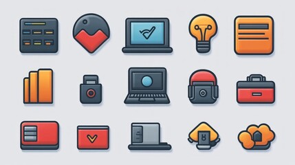 Colorful app icons; various tech, data, and tools.