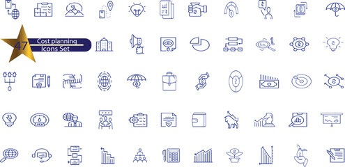 Cost planning icon. Budget Forecast, Cost Estimation, Expense Tracking, Financial Planning and Home Budget