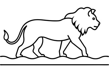 Lion Walking on Water - Powerful and Majestic Vector Illustration

