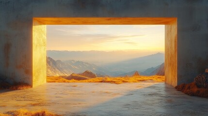 Scenic Landscape Framed by Architectural Design. Generative AI