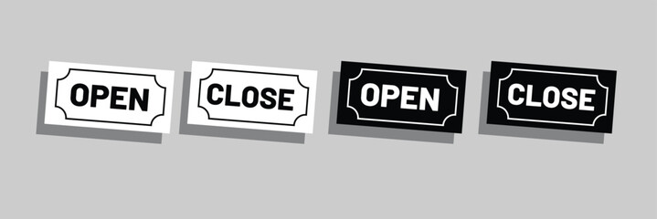 open and closed signs hanging icon vector door welcome sign for store cafes label outline symbol illustration