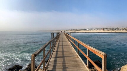 Obraz premium Wooden Pier Extends into the Ocean