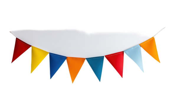 Colorful pennant chain on transparent or white background,png