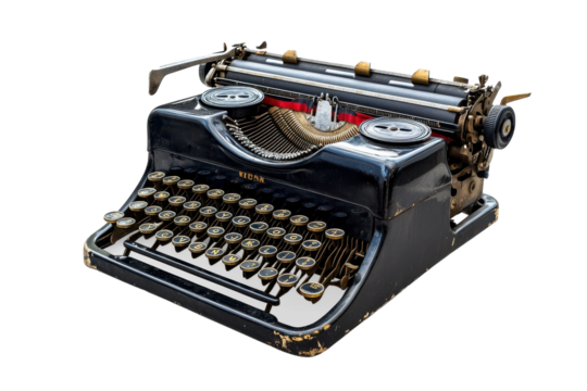 Black and White Photo of a Vintage Typewriter