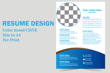 modern iconic resume design blue color 