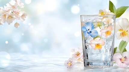 Iced Water with Flowers  Spring Refreshment