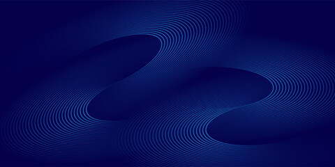 Abstract blue glowing geometric lines on dark blue background. Modern shiny blue circle lines pattern. Futuristic technology concept. eps 10