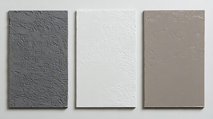 Fototapeta premium Three Textured Panels in Gray White and Beige