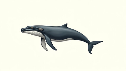 Fototapeta premium Title: Detailed Vector Illustration of a Majestic Humpback Whale