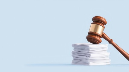 Medical bills stacked with a gavel, representing legal action in healthcare cost disputes and insurance claims